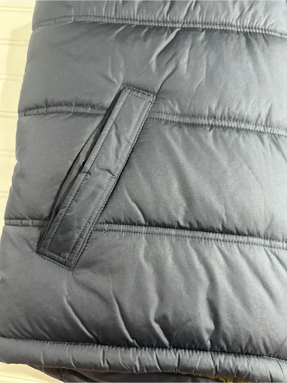Weatherproof navy blue Sherpa fleece lined puffer vest men’s XL